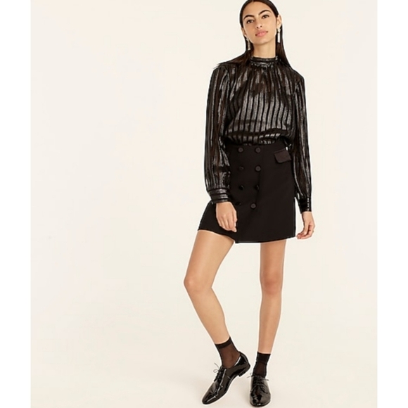 36. J.Crew Mockneck silk chiffon top in stripe - Picture 3 of 8